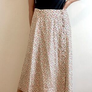 Sezane 100% silk floral midi skirt size 38 (size 6)